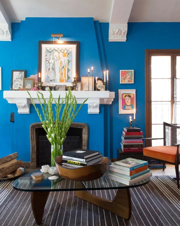 A blue chair in a room