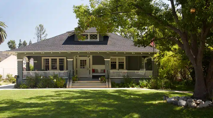 A large lawn in front of a house