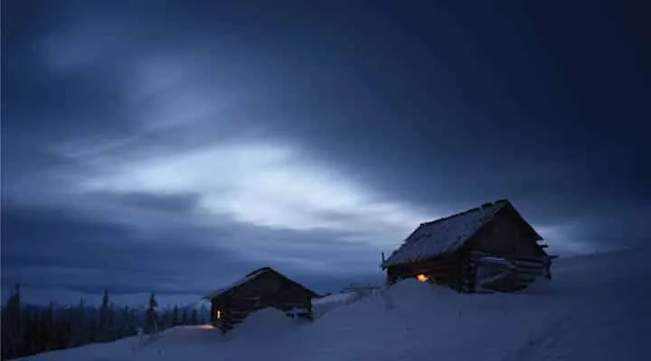 A house covered in snow