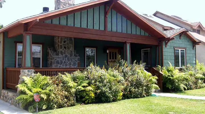 A garden in front of a house