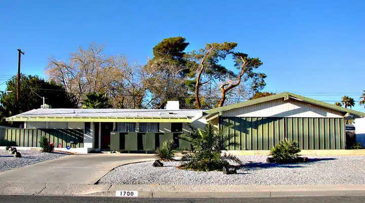 A tree in front of a building