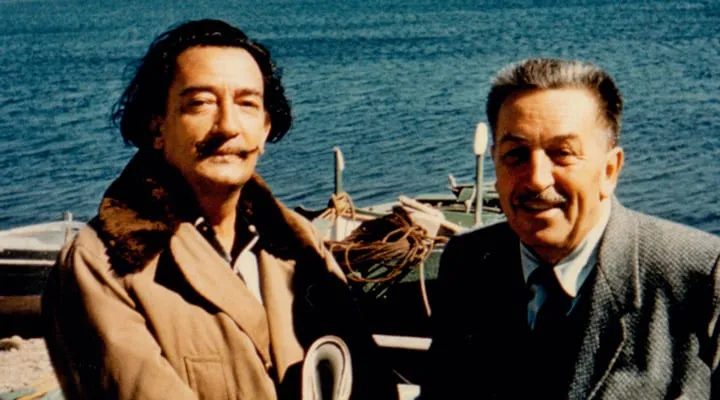 Salvador Dali, Walt Disney are posing for a picture