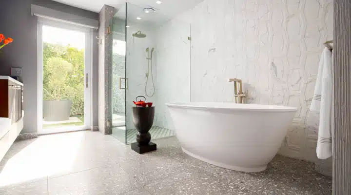 A room with a sink and a window