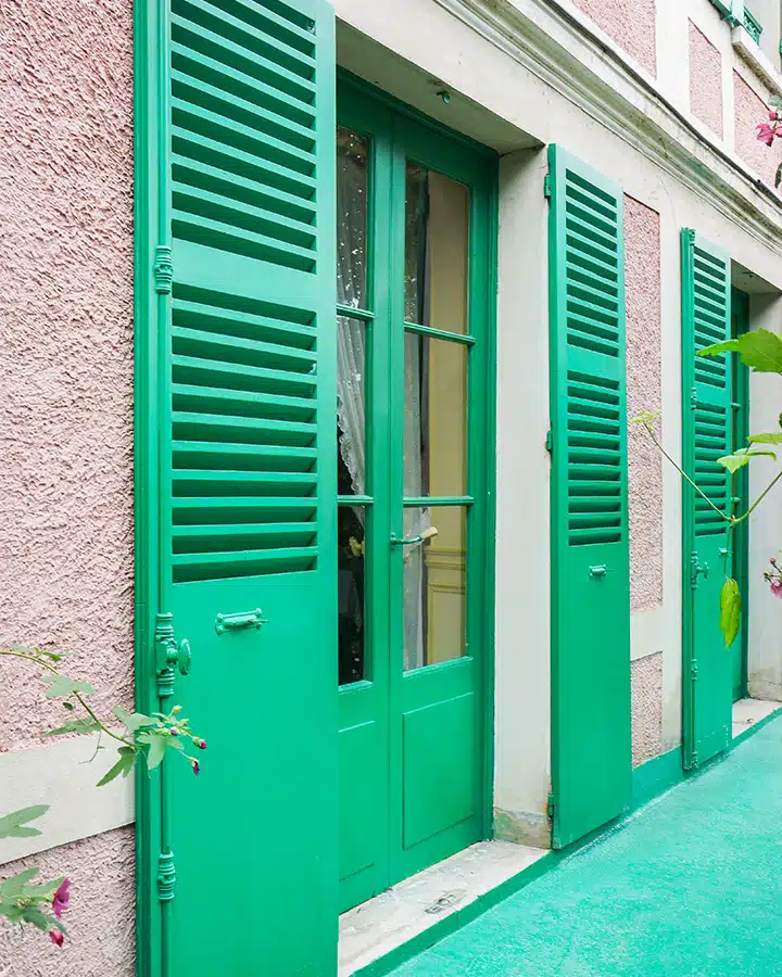 A building with a green door