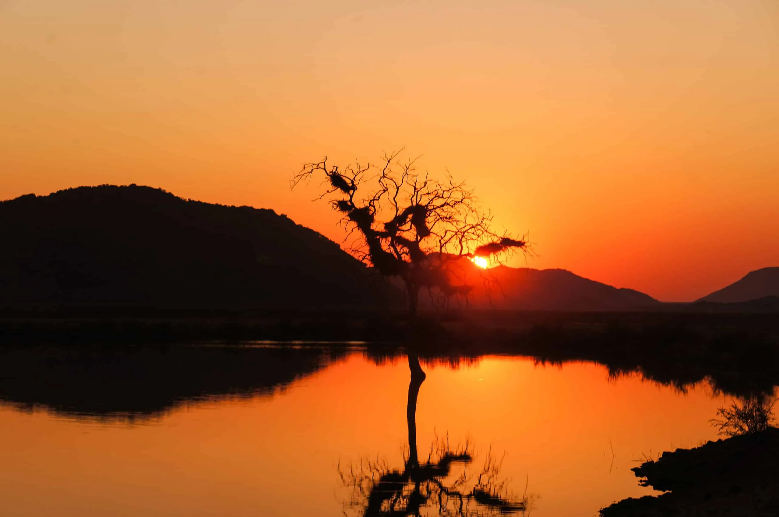 A sunset over a body of water