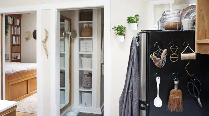 A kitchen with wooden cabinets and a sink