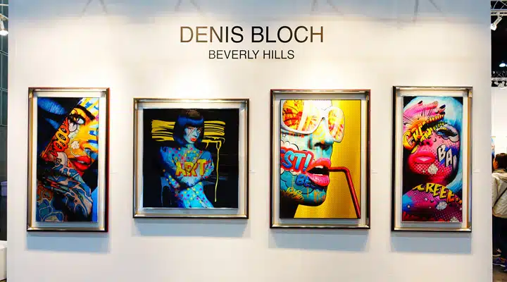 A room with art on the wall