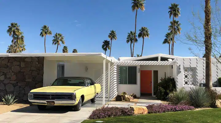 A car parked in front of a building