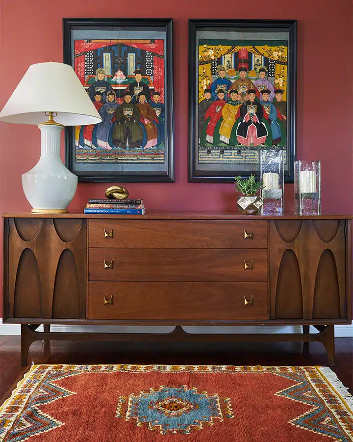 A living room filled with furniture and a clock