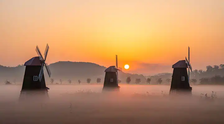 A sunset over a body of water