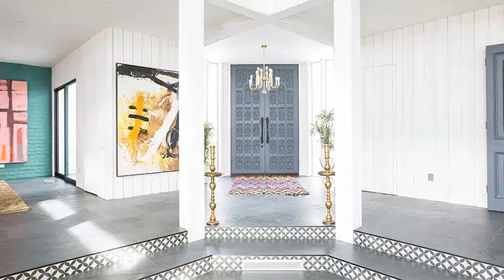 A dining room table in front of a window