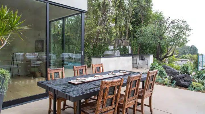 A wooden dining table