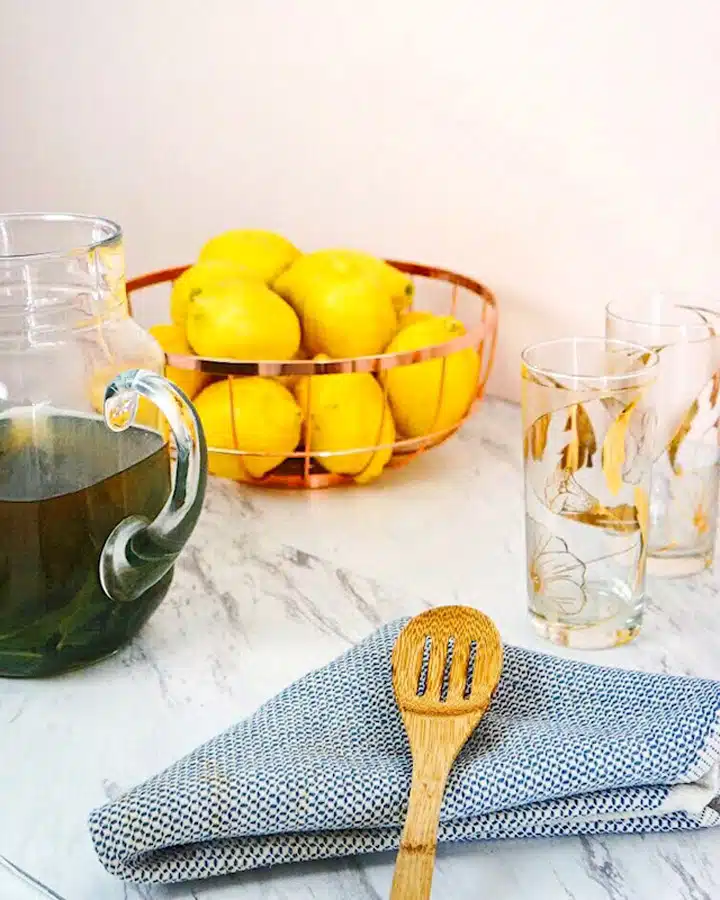 A glass cup on a table