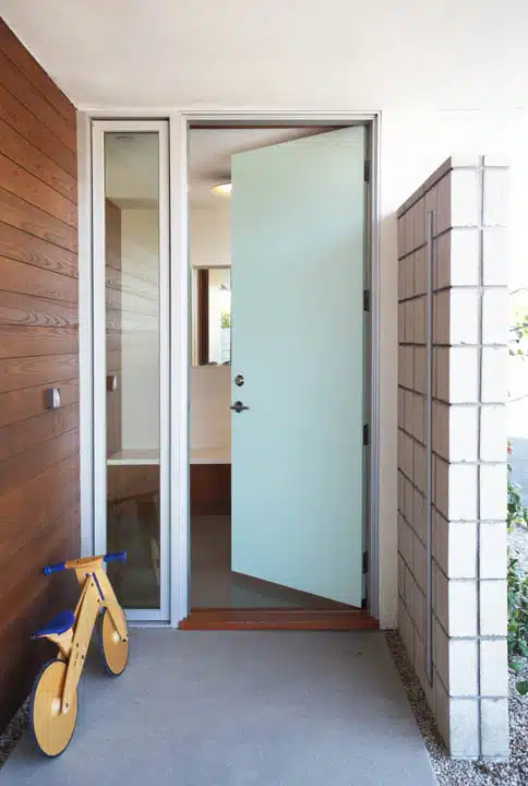 A close up of a door