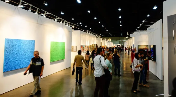 A group of people standing in a room