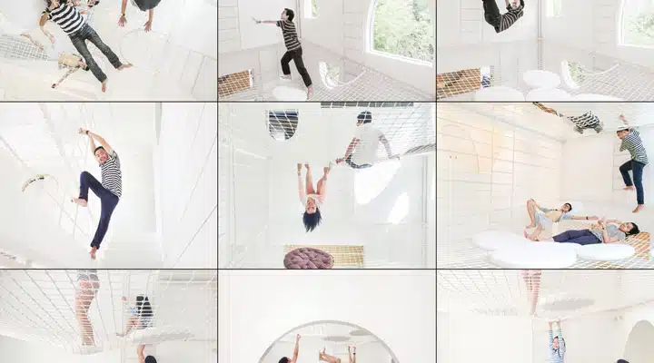 A group of people jumping in the air