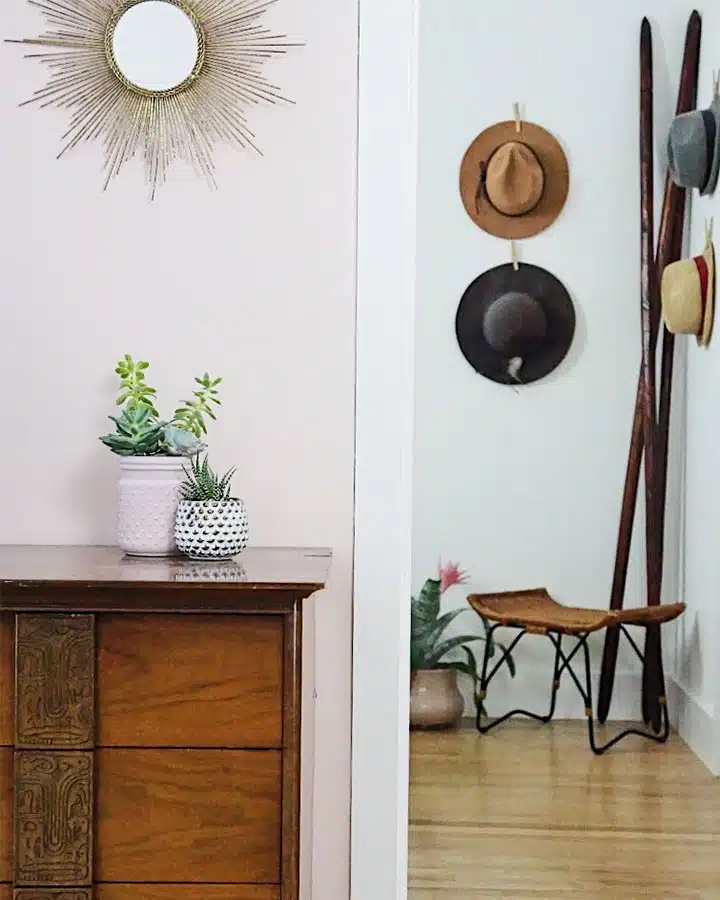 A clock in the middle of a room