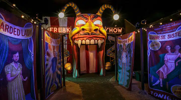 A store front at night