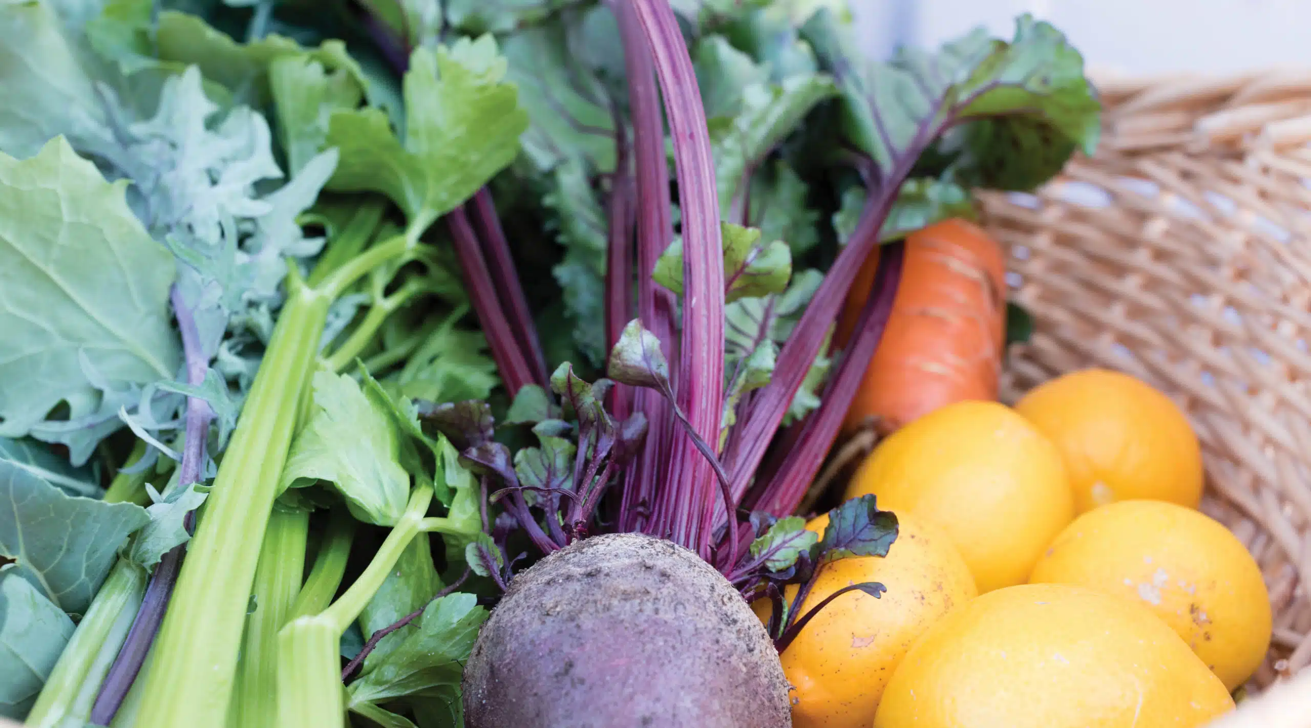 A pile of fresh fruits and vegetables