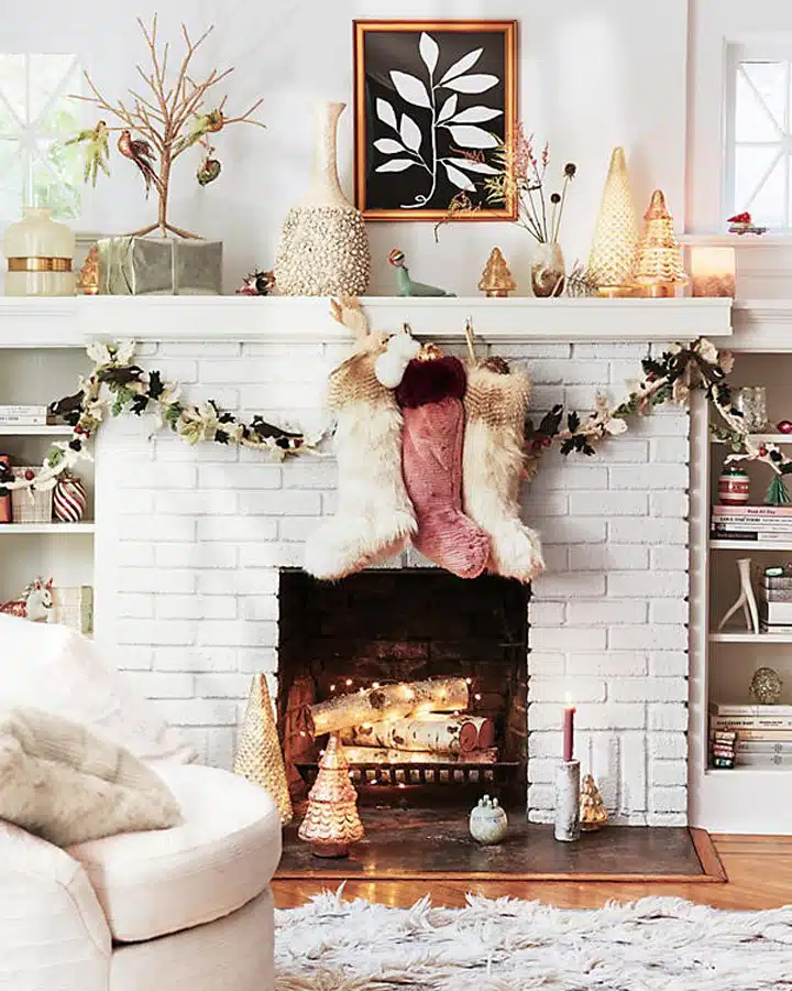 A living room filled with furniture and a fireplace
