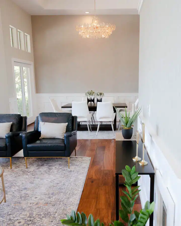 A living room filled with furniture and a fire place