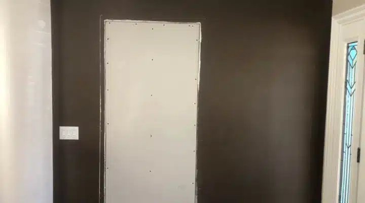 A close up of a door