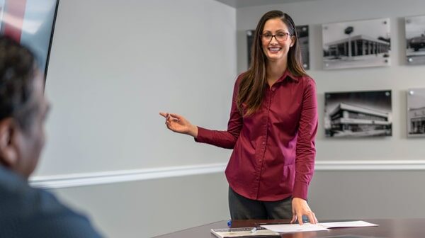 A person standing in a room