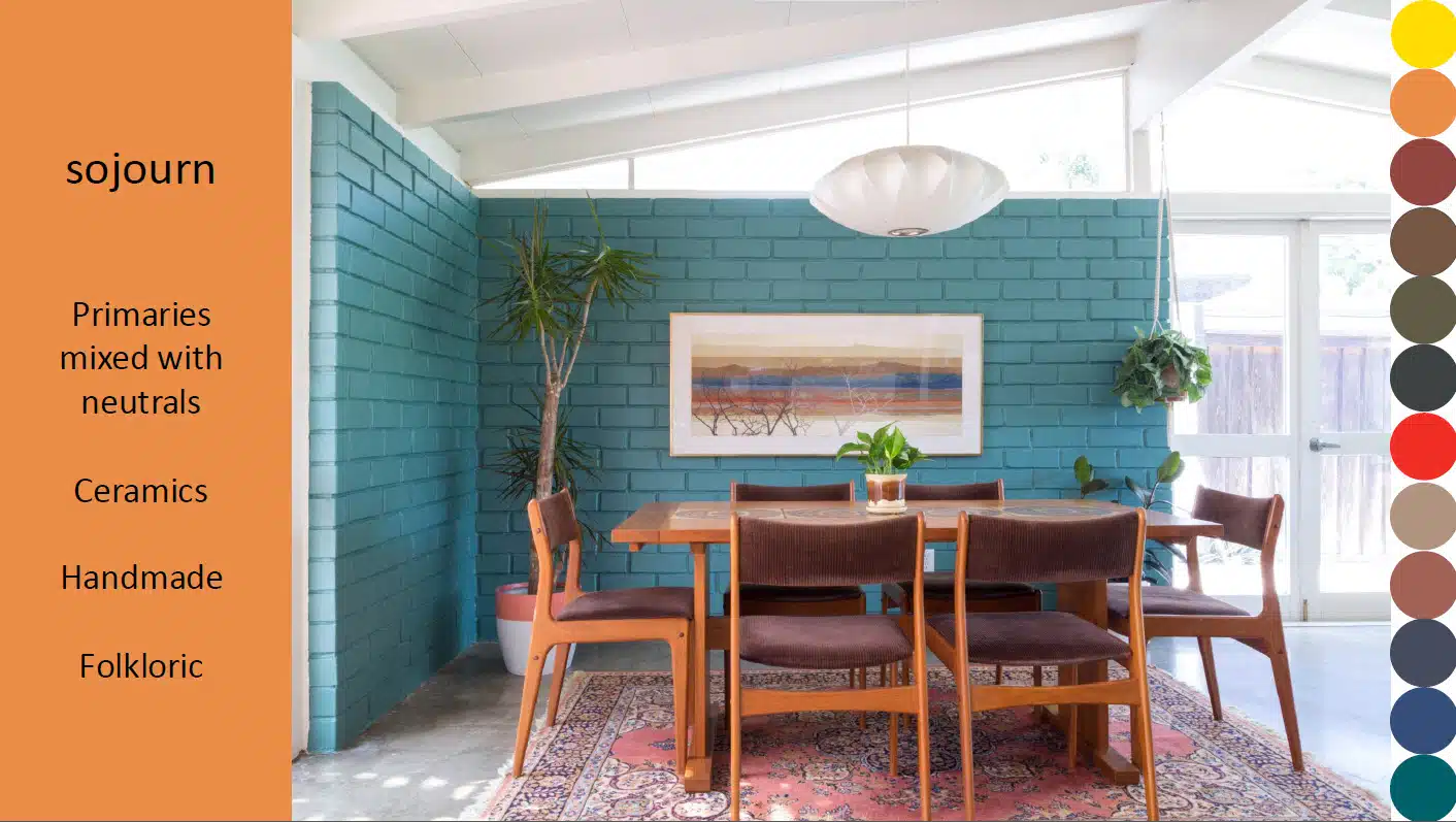 A dining room table in front of a building