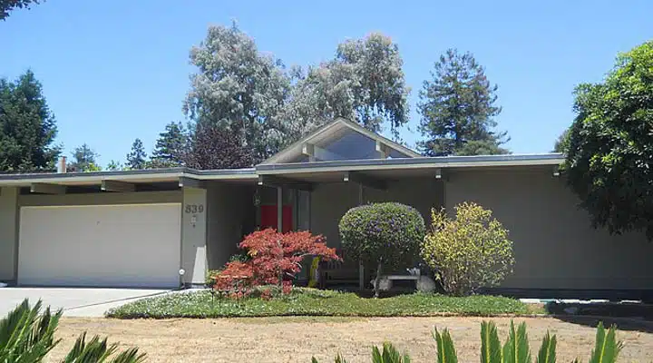 A garden in front of a building
