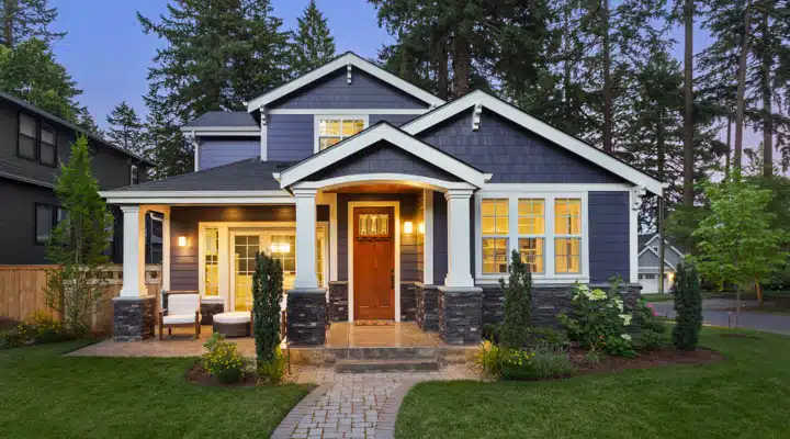 A large lawn in front of a house