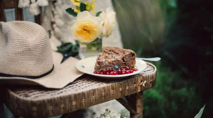 A piece of cake sitting on top of a table