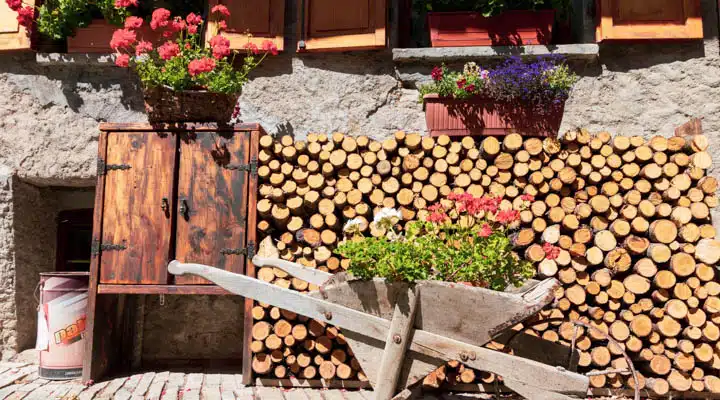 A bench in front of a store