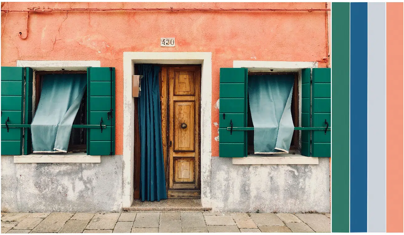 A building with a green door