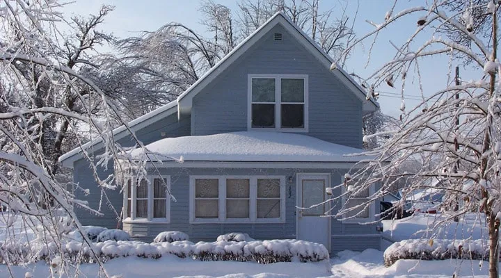 A house covered in snow