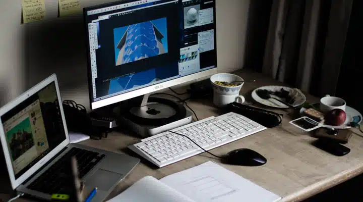 A desktop computer sitting on top of a desk