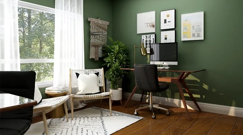 A dining room table in front of a window