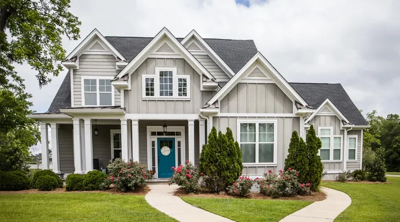 A large lawn in front of a house