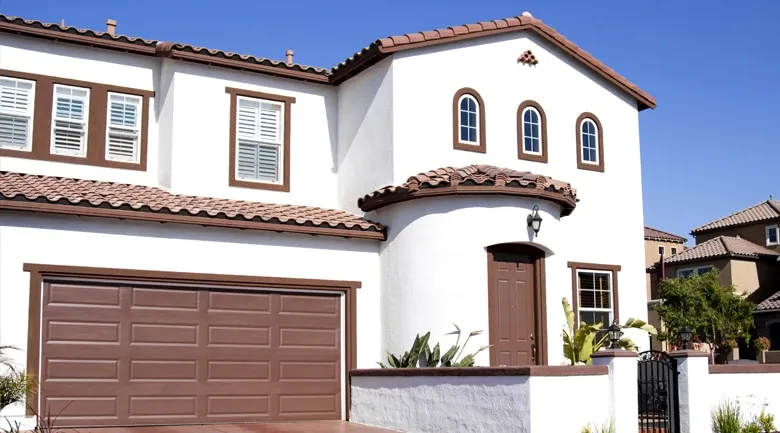 A house in front of a building