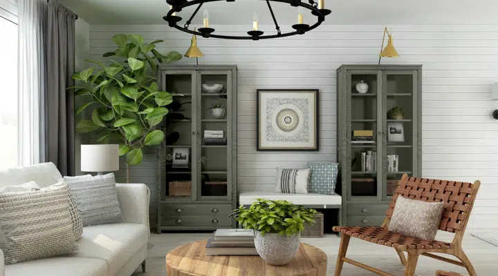 A living room filled with furniture and a large window