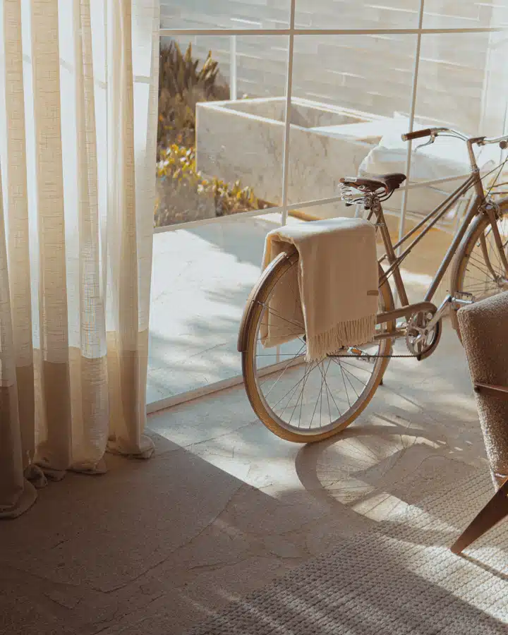 A bicycle parked on the side of the tub