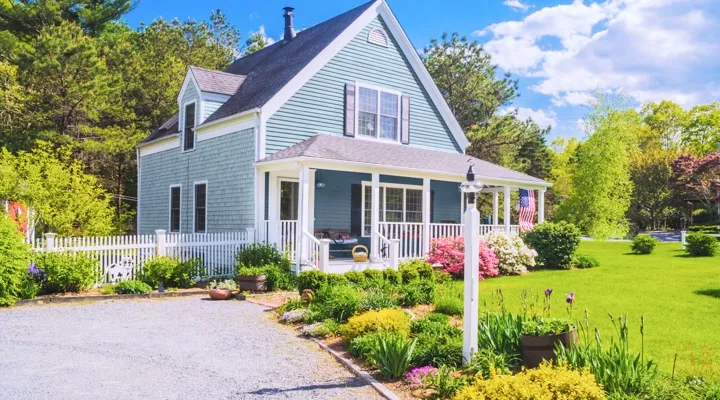 A garden in front of a house