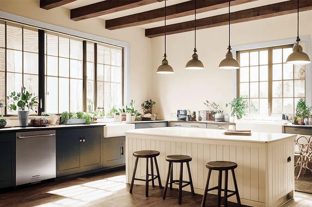 A dining room table in front of a window