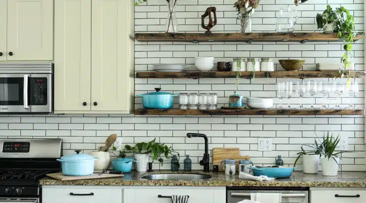 A kitchen with a sink and a stove