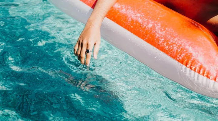 A person swimming in the water