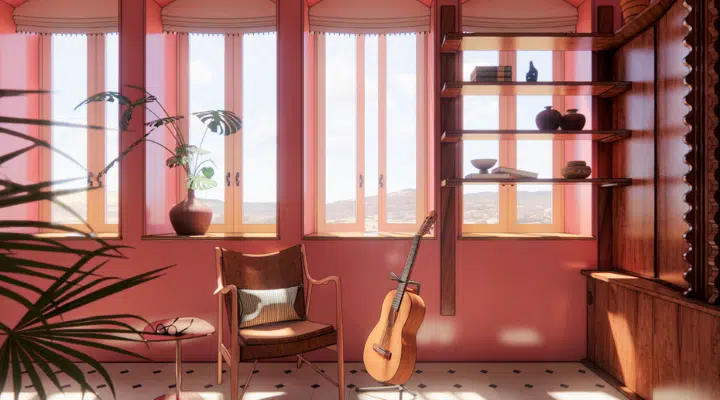 A dining room table in front of a window