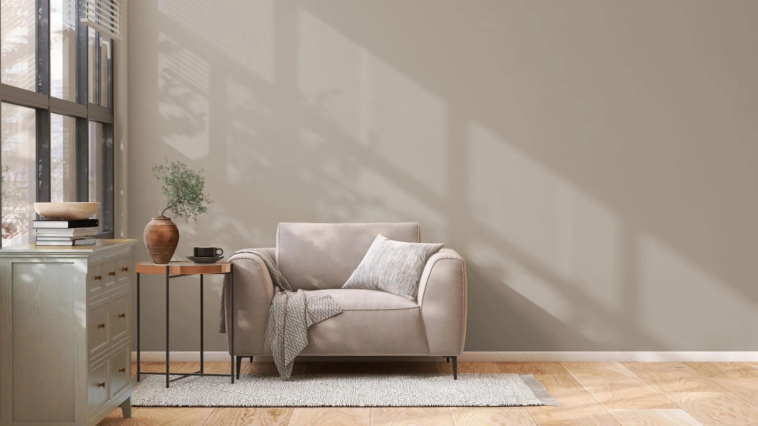 Country Rubble Stone and Milk Glass Living Room