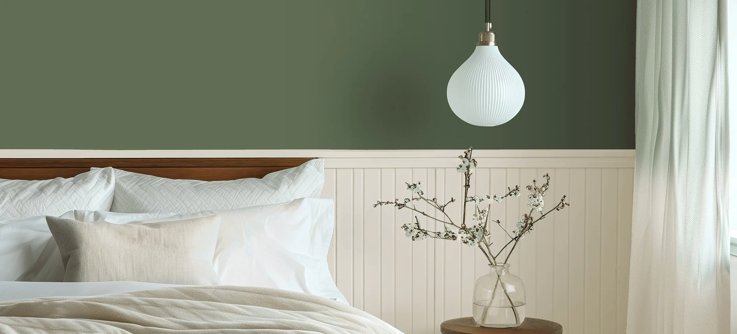 A lamp that is sitting on a bed