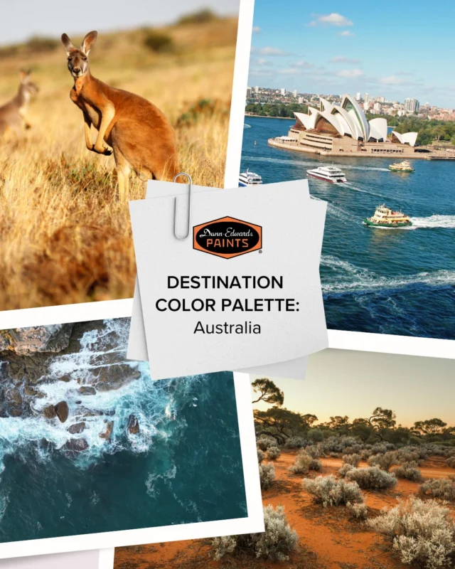 Go to the Land Down Under with our Australia-inspired color palettes! 🦘🇦🇺 From sunbaked earth tones and sandy neutrals to eucalyptus greens and coastal blues, each palette captures the natural beauty and laidback vibes of Australia.

Ready to refresh your space with an adventurous twist? Swipe through and tell us which palette is your favorite!

#dunnedwards #dunnedwardspaints #colorpalette #colorinspiration #australia