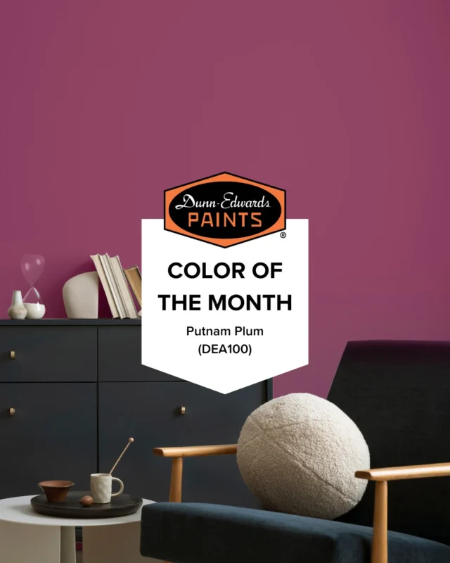 Ready to embrace our September Color of the Month? 💜 Putnam Plum (DEA100) is a velvety plum paint color with rich purple and magenta undertones that's perfect for infusing a bold look into your home. Use it on it's own or try pairing it with Midnight Sun (DET580) and Crêpe Papier (DET644) for a paint color palette that feels unexpected and fun.

#dunnedwards #dunnedwardspaints #ColorOfTheMonth #PaintPerfection #HomeDecor #InteriorDesign #paintcolorinspiration #paintcolors
